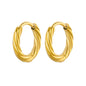 Vintage Round Stainless Steel Hoop Earrings For Women Gold Plated Earring 2023 Trending Statement Ear Jewelry Christmas Gift