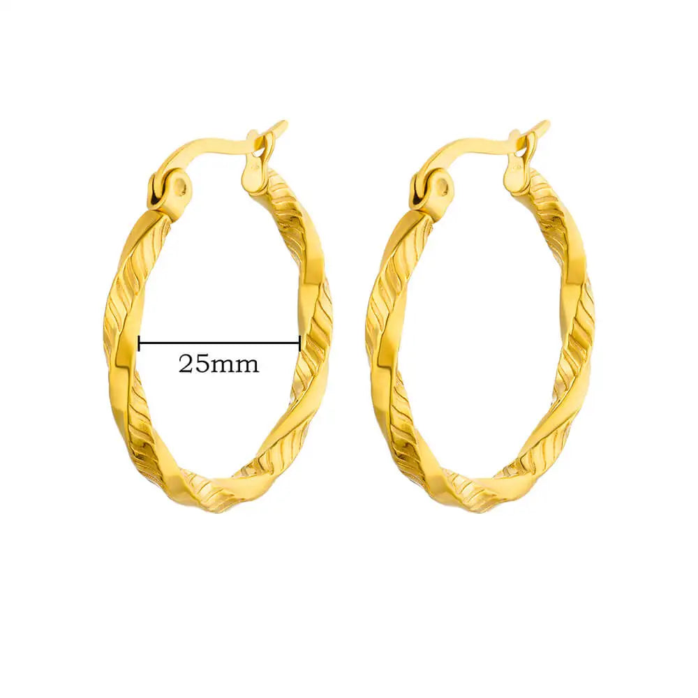 Vintage Round Stainless Steel Hoop Earrings For Women Gold Plated Earring 2023 Trending Statement Ear Jewelry Christmas Gift