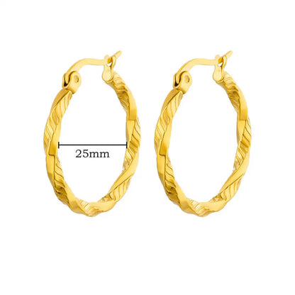 Vintage Round Stainless Steel Hoop Earrings For Women Gold Plated Earring 2023 Trending Statement Ear Jewelry Christmas Gift