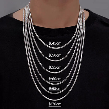S925Silver Men's and Women's Cuban Chain Necklace 20IN/22IN Slim Style Trendy, Sophisticated Vintage-Inspired Collarbone Layerin
