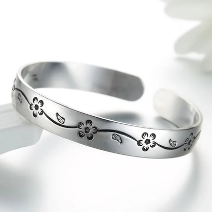 925 Sterling Silver Flower Open Bracelet For Women Luxury Quality Jewelry Wholesale   Jewellery