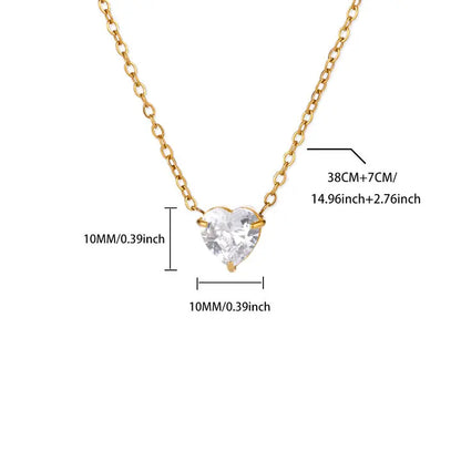 Stainless Steel Birthstone Pendant Necklace for Women Fashion Heart Crystal Zircon Charm Clavicle Chain Birthday Party Jewelry