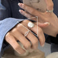 VENTFILLE 925 Sterling Silver Geometric Multilayer Round Bead Ring | Fashion Punk Temperament Jewelry
