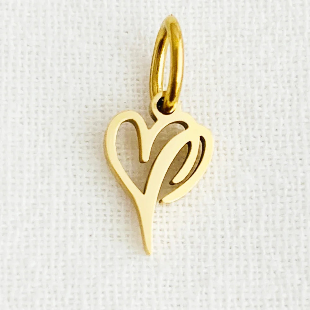 SUNIBI Heart Art Initial Alphabet Pendant DIY Name Customized Birthday Gift Stainless Steel Women Fashion Jewelry A-Z Wholesale