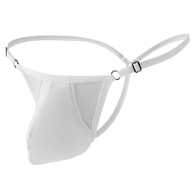 Sexy Men's Underwear Ice Silk Mesh Pouch Thin See-Through Underpants Jockstrap T Pants Elastic Waist Adjustable Thong