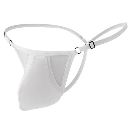 Sexy Men's Underwear Ice Silk Mesh Pouch Thin See-Through Underpants Jockstrap T Pants Elastic Waist Adjustable Thong