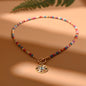 4mm Colorful Stone Choker Necklace for Women | Round Evil Charm Pendant