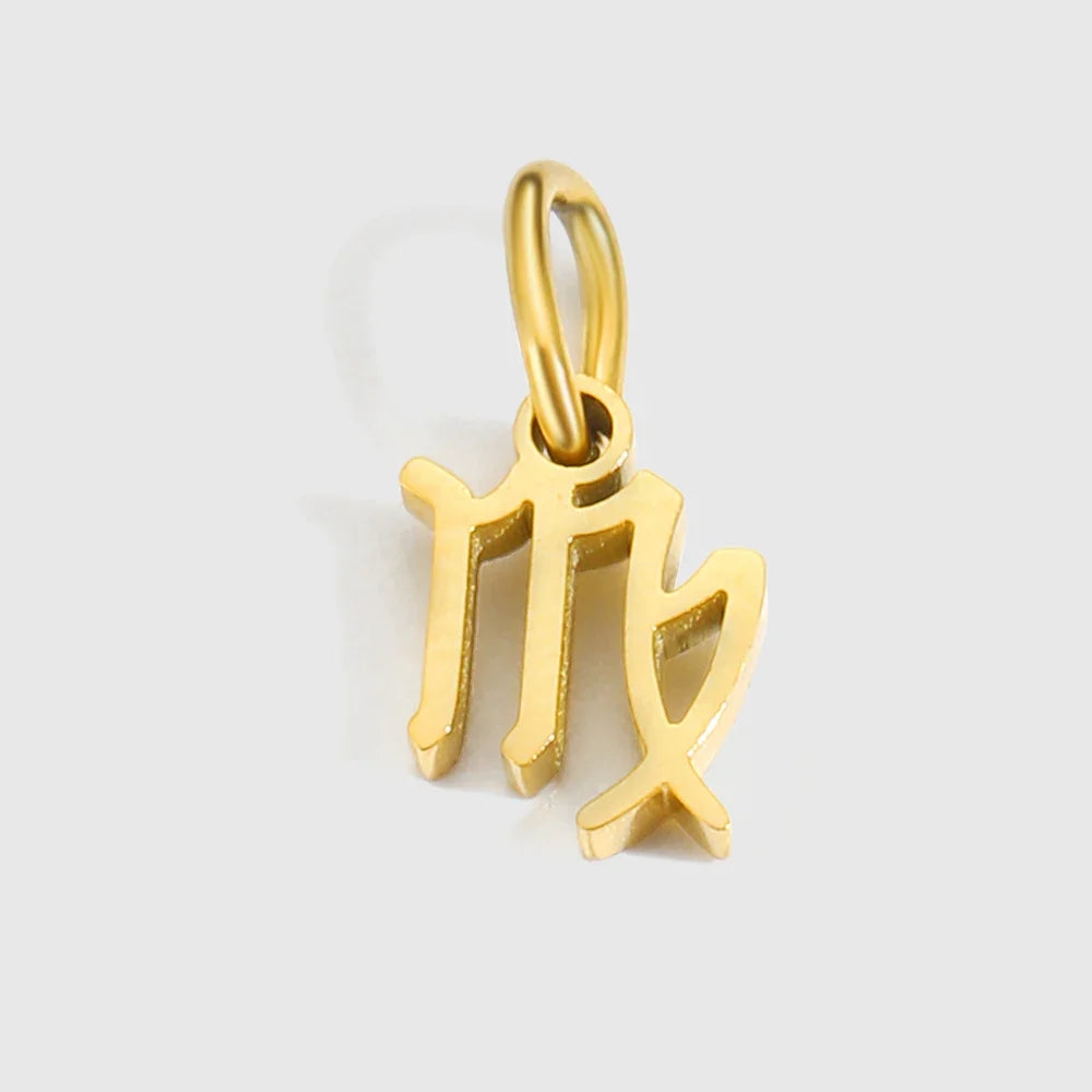12 Zodiac Signs Pendant Accessories Stainless Steel Constellation Necklace Birthday Gift