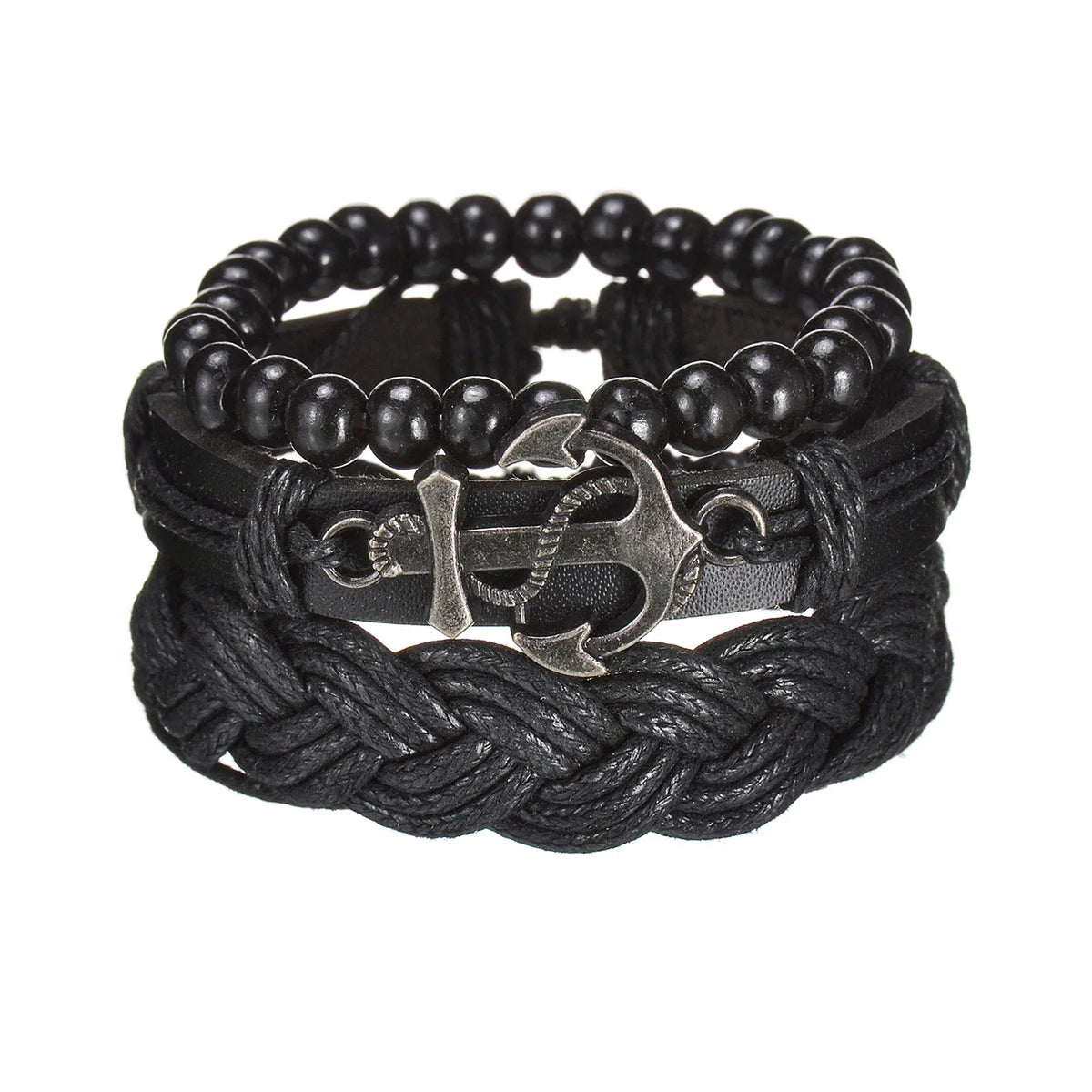 MeMolissa New Fashion Braided Wrap Leather Bracelets for Men High Quality Vintage Charm Wood Beads Ethnic Tribal Wristbands