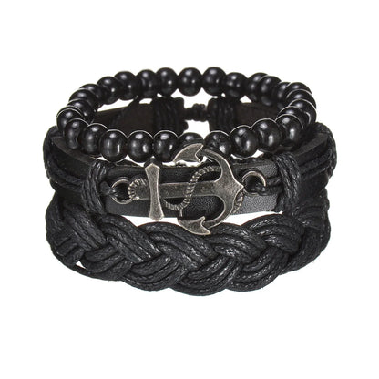 MeMolissa New Fashion Braided Wrap Leather Bracelets for Men High Quality Vintage Charm Wood Beads Ethnic Tribal Wristbands