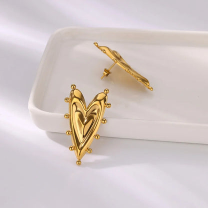Gothic Heart Earring For Women Stainless Steel Golden Love Earring Wedding Couple Piercing Jewelry Valentine Day Gift сер