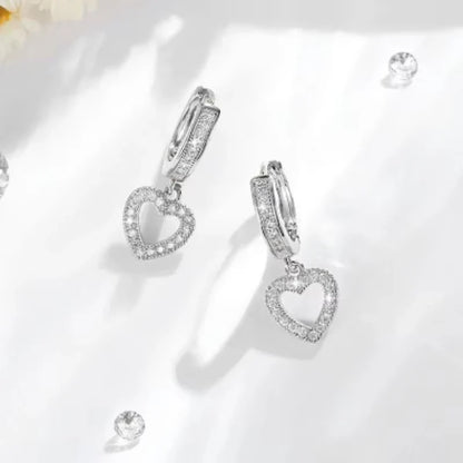 Europe and The United States Fashion Trend Love Drop Earrings Ladies Luxury Shining Inlaid Zirconia Wedding Jewelry