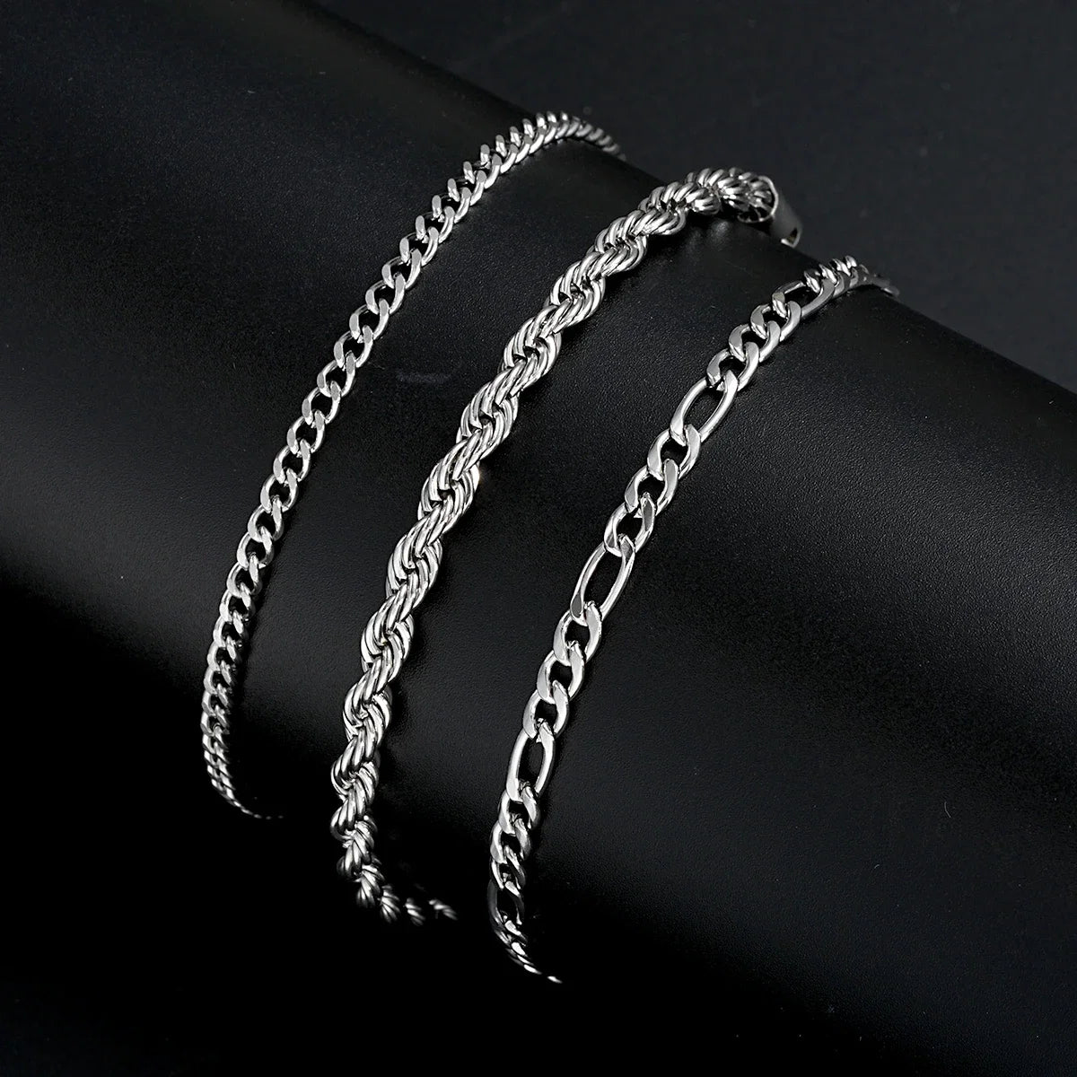 3pcs/set Stainless Steel Punk Cuban Chain Bracelet for Men Minimalist Silver Color Hip Hop Bracelet Party Fashion Jewelry Gifts