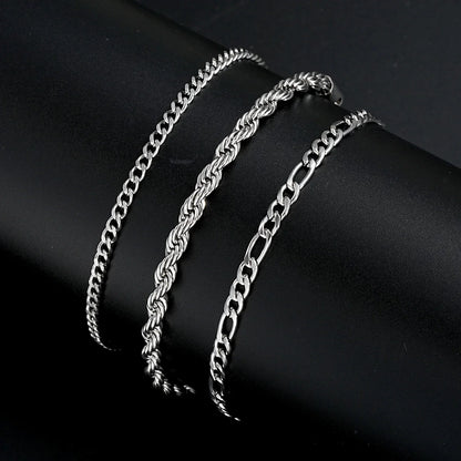 3pcs/set Stainless Steel Punk Cuban Chain Bracelet for Men Minimalist Silver Color Hip Hop Bracelet Party Fashion Jewelry Gifts