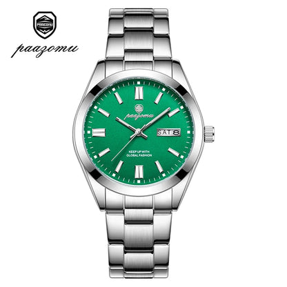 PAAZOMU Top Luxury Man Watch Waterproof Stainless Steel Men Wristwatch Luminous Date Week Fashion Business Quartz Men's Watches