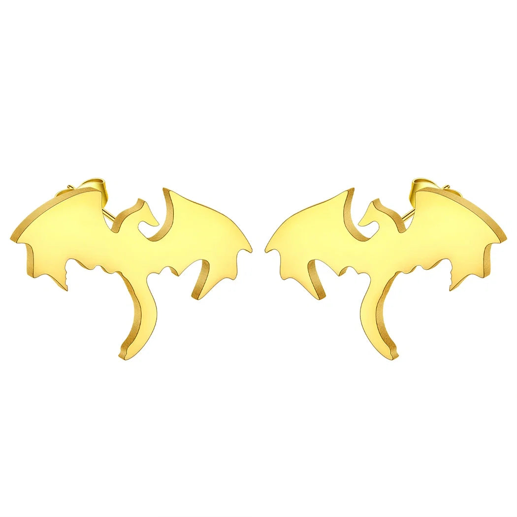 Punk Black Western Dragon Ear Stud | Stainless Steel Stud Earrings