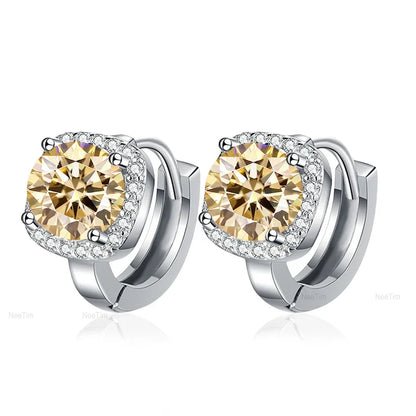 NeeTim 0.5ct 1ct Rainbow Color Moissanite Studs Earrings for Women S925 Silver Black Blue Pink Lab Diamond Wedding Stud Earring