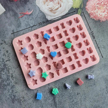 55 Piece Small Heart Shaped Silicone Cake Mold | Heart Chocolate Pastry Molds for DIY Baking