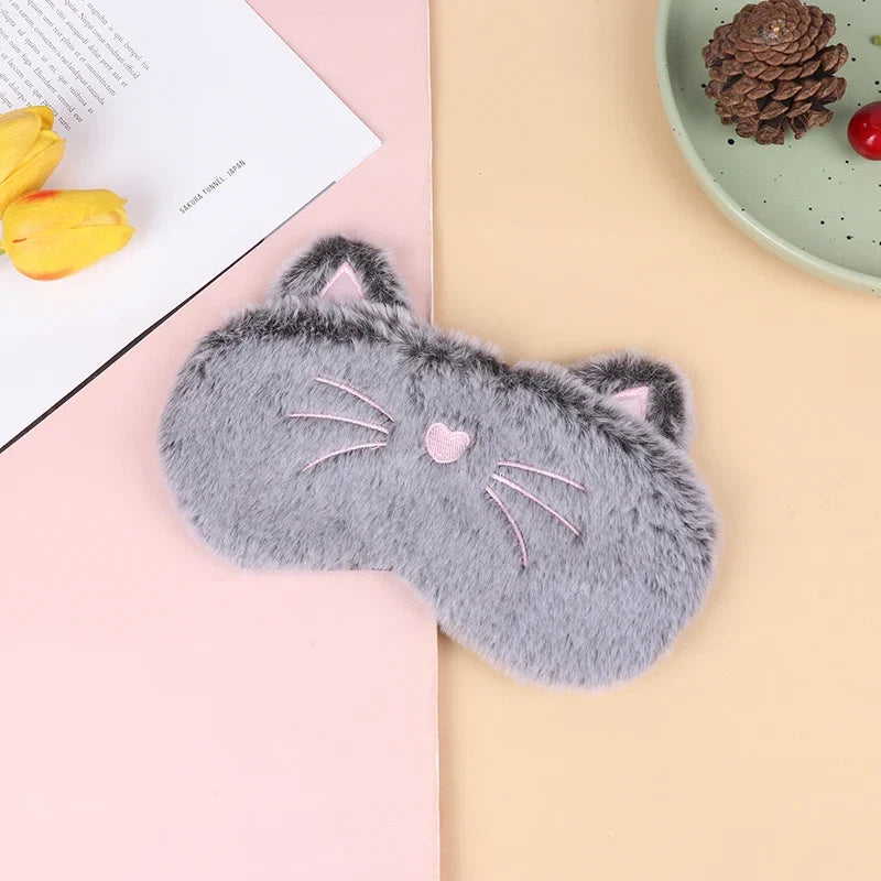 Plush Cat Eye Mask for Sleep | Soft Travel Blindfold