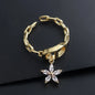 Fashionable Starry Full Drill Chain Pendant Ring for Women Versatile Luxury Design Ring Finger Accessory Copper Material