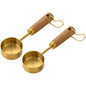 Stainless Steel Measuring Spoon Set | Gold Wood Handle Kitchen Baking Tool