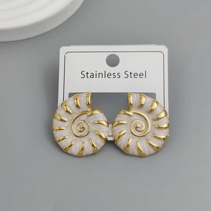 Creative Conch Colored Enamel Stainless Steel Earrings, Waterproof and No Rust-Rusting Women's Earrings, Party Jewelry
