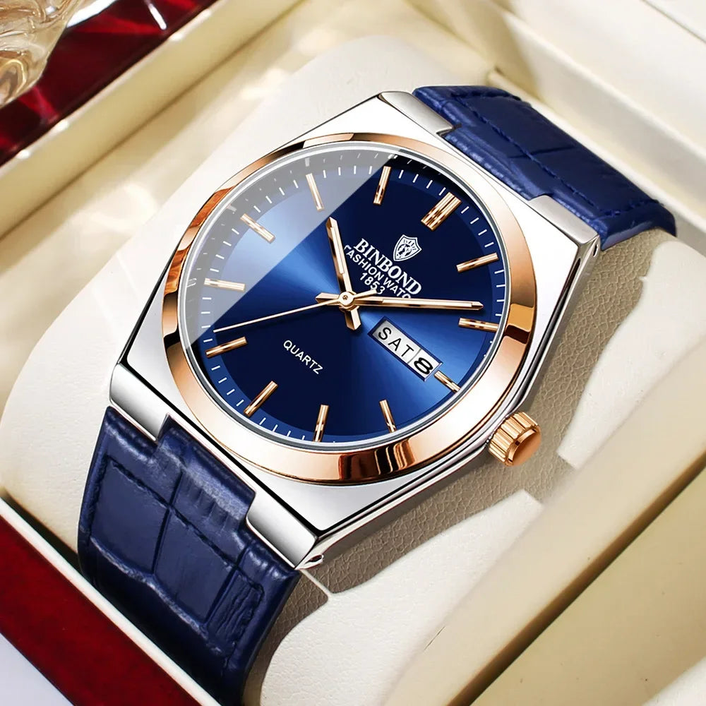 2026 Casual Business Leather Fashion Quartz Wristwatches Gold Clock Men Luxury Watch Automatic Watches Mens Gifts Montre Homme