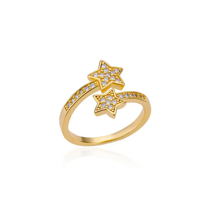 Zircon Flower Shaped Rings For Women Stainless Steel Open Ring Fashion Korean New Wedding Jewerly Gift