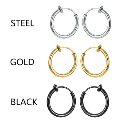 1 Pair Punk Stealth Clip On Earrings | No Hole Ear Cuff and Helix Ring Set
