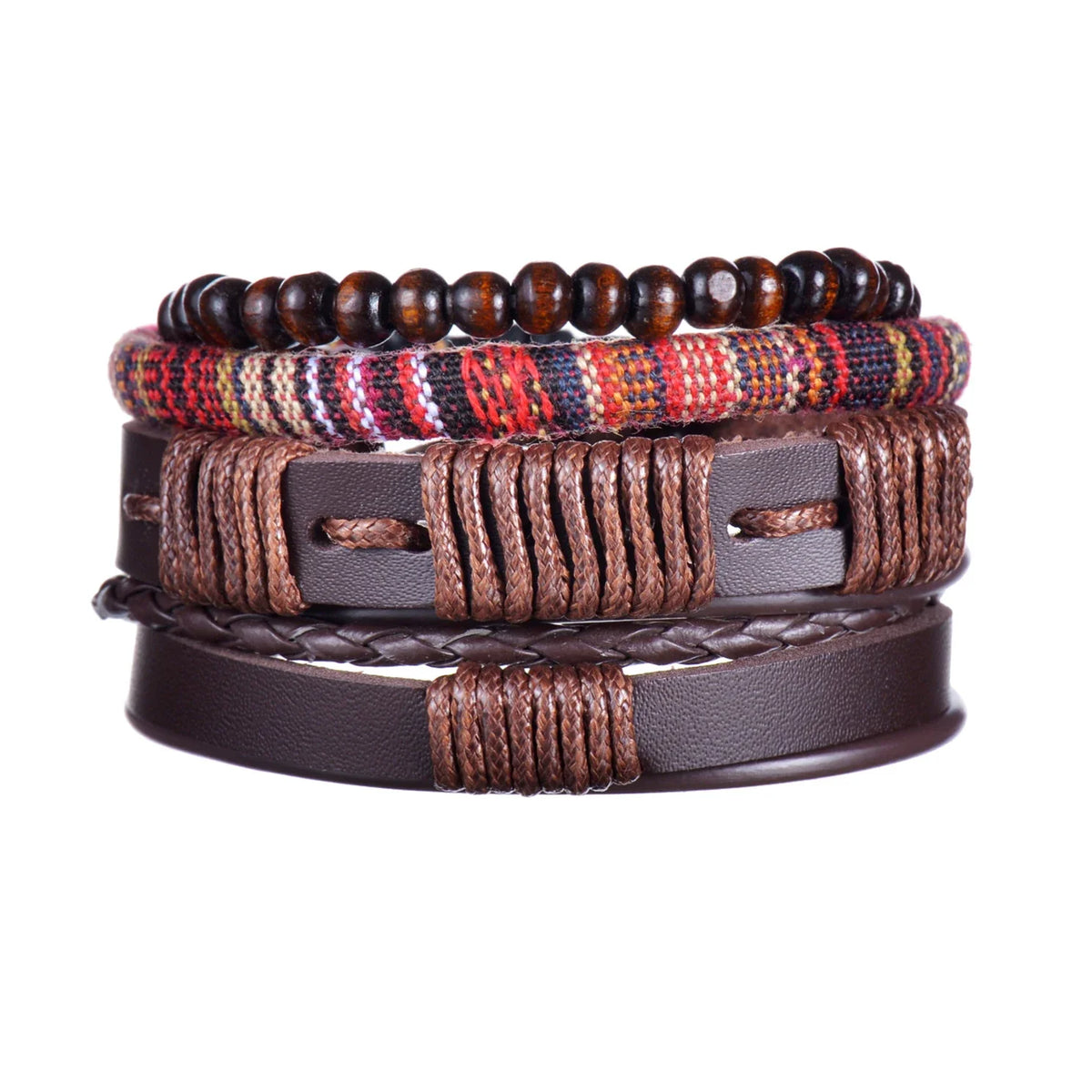 MeMolissa New Fashion Braided Wrap Leather Bracelets for Men High Quality Vintage Charm Wood Beads Ethnic Tribal Wristbands