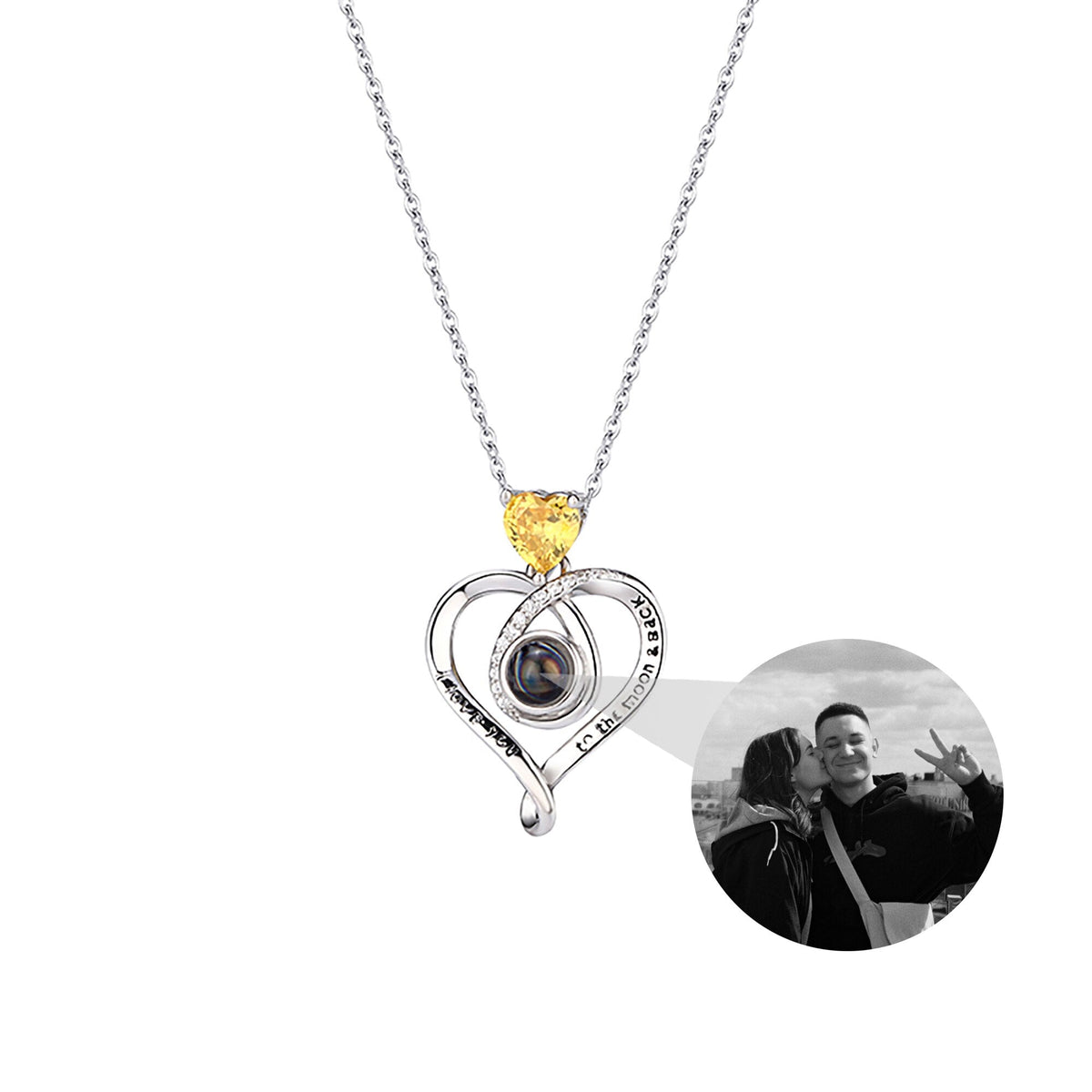 Love with customizable photosProjection Necklace Pendant Jewelry For Lover Girlfriend