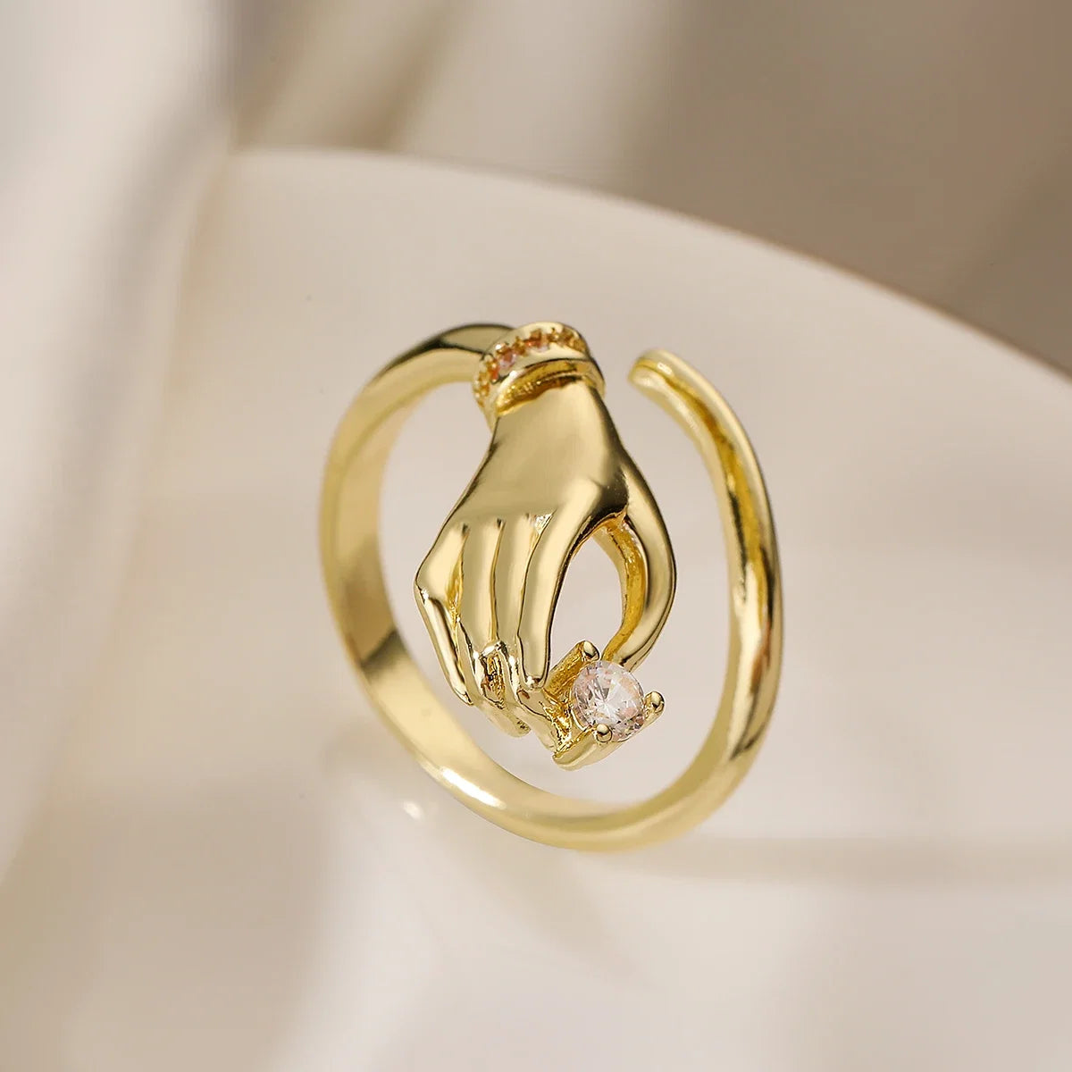 NEWBUY Trendy Gold Color Copper Geometric Jewelry Luxury AAA Cubic Zirconia Wedding Ring For Elegant Women Engagement Gift