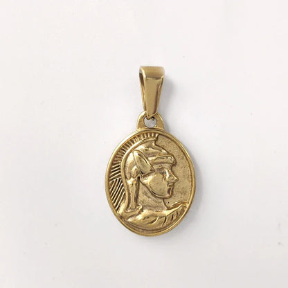 Roman Centurion Pendant 18K Gold Plated 18K Gold Plated Oval Portrait Charm Vintage Military Style Jewelry Necklace for Men