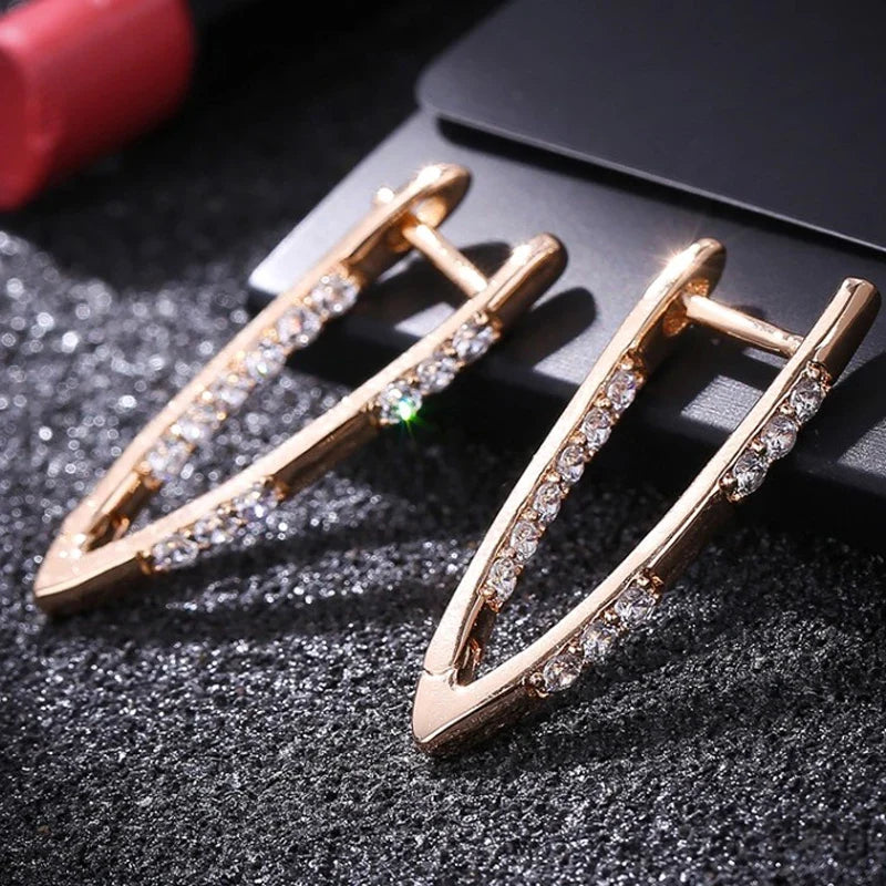 Aravant 925 Silver 18K Gold Cubic Zirconia Hoop Earrings For Women Fashion Jewelry