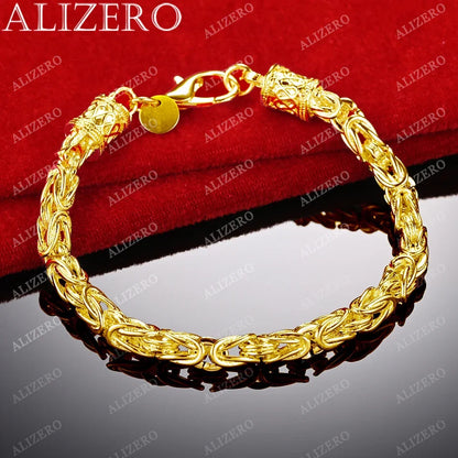 ALIZERO 18K Gold Bracelet 5mm Faucet Chain Bracelets For Men Woman Fashion Wedding Party Gift Fine Jewelry Wholesale