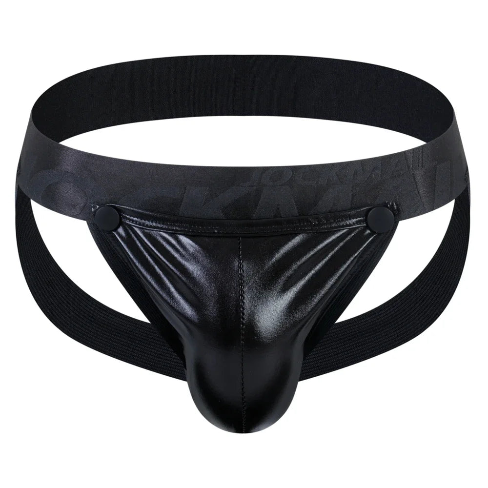 Sets Men Bodysuit Suspender Jumpsuits Nylon Jock Strap Harness Gay Underwear Jockstrap Laser Faux Leather Removable Penis Pouch