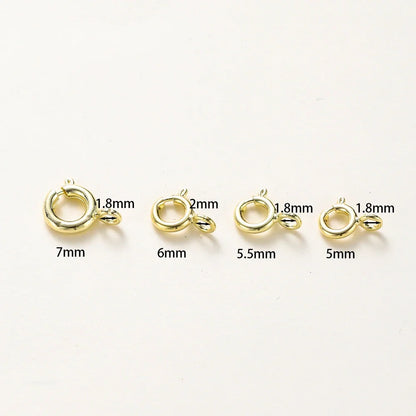 10pcs/ 14K 18K Gold Round Spring Clasp With Jump Ring Open Connect Clasp For DIY Jewelry Necklace Chain Making Accessories