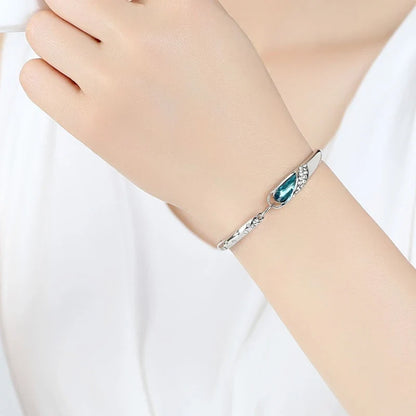 1pcs Blue Gemstone Bracelet Exquisite And Minimalist Style Lightweight Adjustable Chain Women's Daily Accessories Bracelet