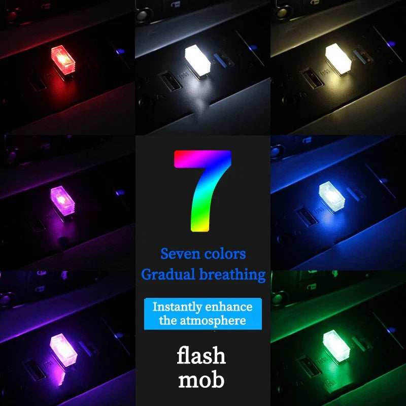 Car USB LED Atmosphere Light | Music Sync Sound Control Car Interior Decoration