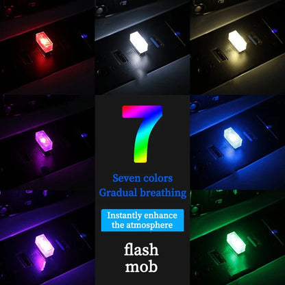 Car USB LED Atmosphere Light | Music Sync Sound Control Car Interior Decoration
