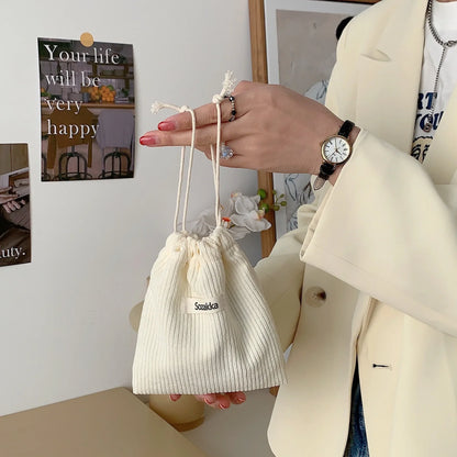 Corduroy Drawstring Pouch | Versatile Storage Bag for Jewelry, Cosmetics, and Small Essentials