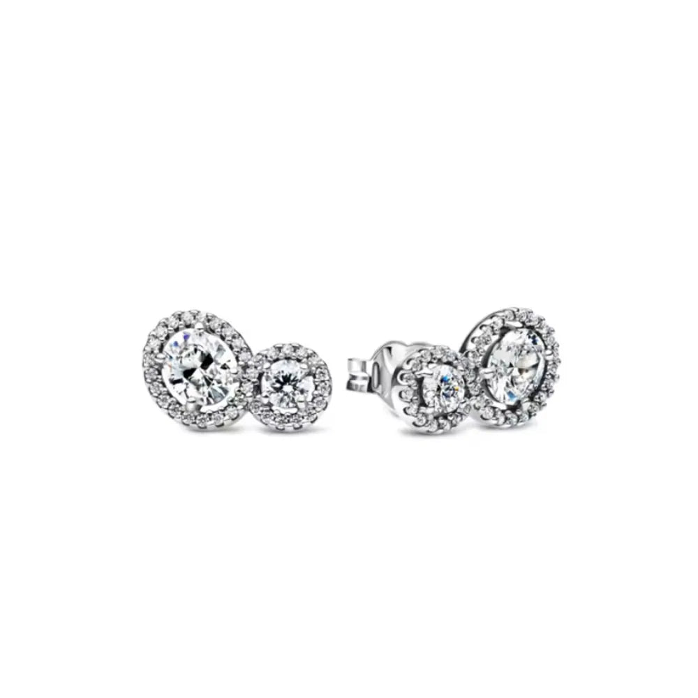 Christmas Gift Hot Selling 925 Silver Blue Stone Flower Stud Earrings Fit Women's Festival Exquisite Charm Jewelry Gifts