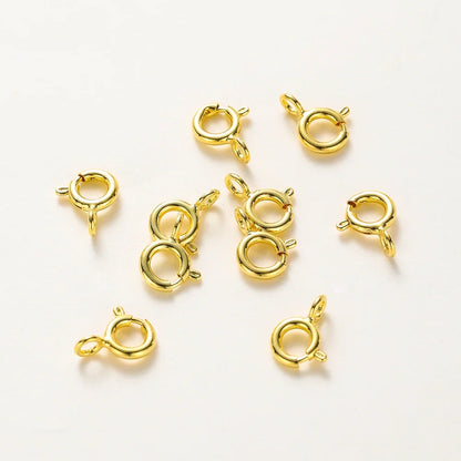 10pcs/ 14K 18K Gold Round Spring Clasp With Jump Ring Open Connect Clasp For DIY Jewelry Necklace Chain Making Accessories
