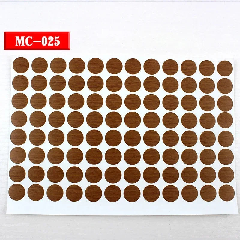 96Pcs 15mm Wood Furniture Screw Cap Covers | Self-Adhesive Hole Stickers for Desk Cabinets