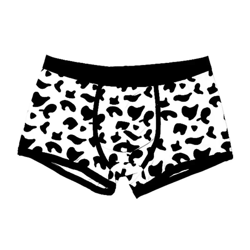 Men Sports Boxers Underwear Underpants Sport Black  L XL XXL Cartoon Cow Printing Ventilate Fashion Fitness Casual Comfortable