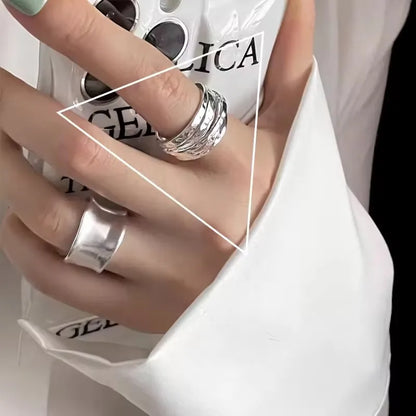VENTFILLE 925 Sterling Silver Geometric Multilayer Round Bead Ring | Fashion Punk Temperament Jewelry