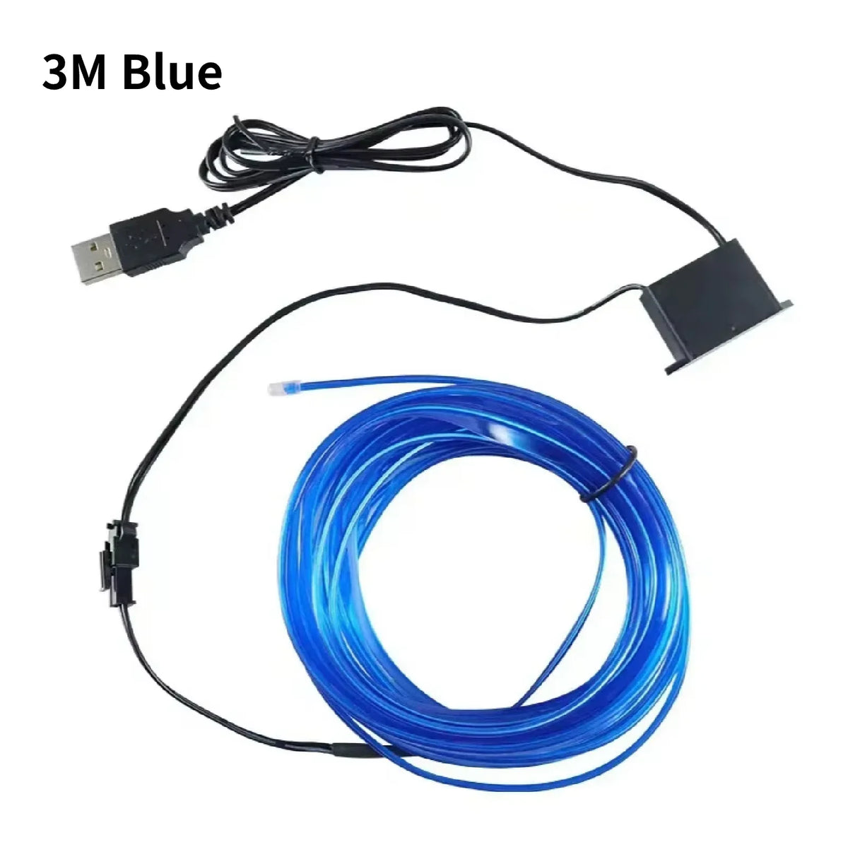 3M USB Blue LED Car Interior Atmosphere Light Strip | Flexible EL Cool Neon Light for DIY Automotive