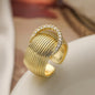 NEWBUY Luxury AAA Cubic Zirconia Inlay Copper Wedding Jewelry Gold Color Statement Geometric Shape Open Design Rings For Women