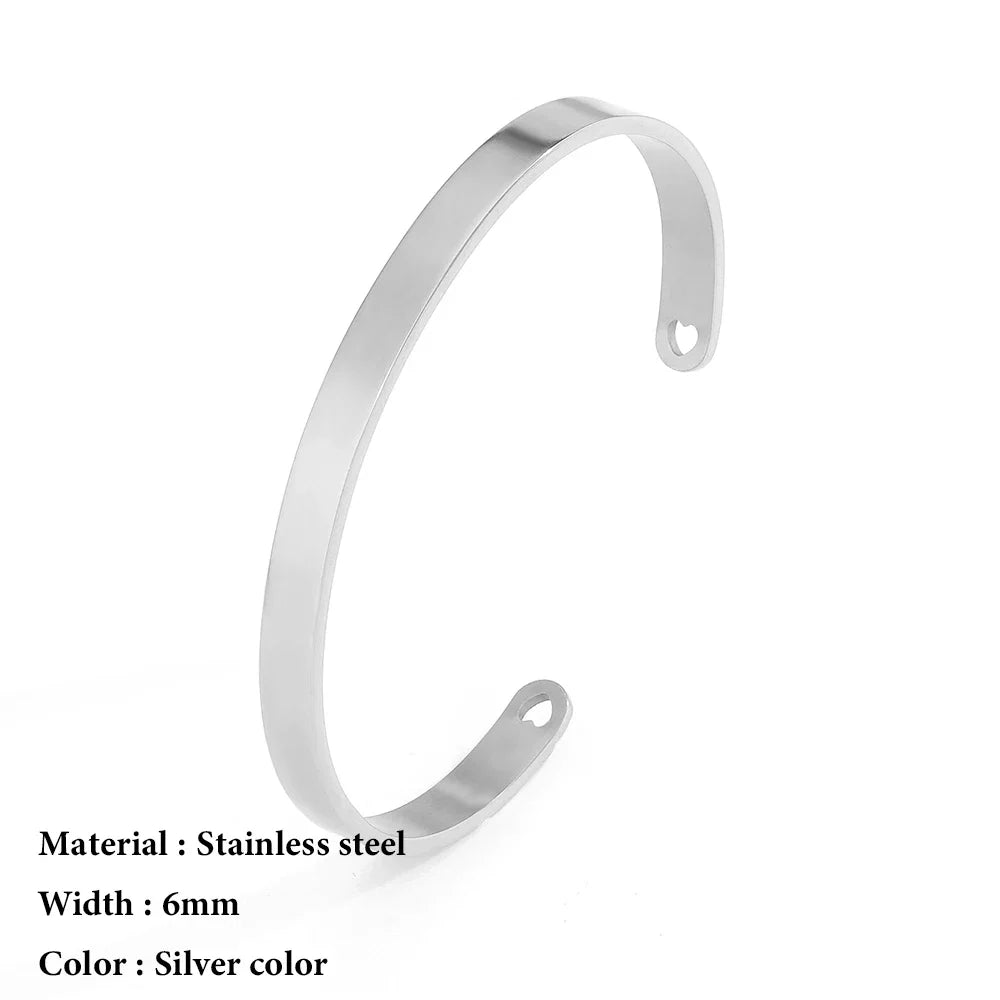 SUNIBI 4mm 6mm Stainless Steel Cuff Gold Color Bracelet Bangle for Women Jewelry Gifts Wholesale Dropshipping