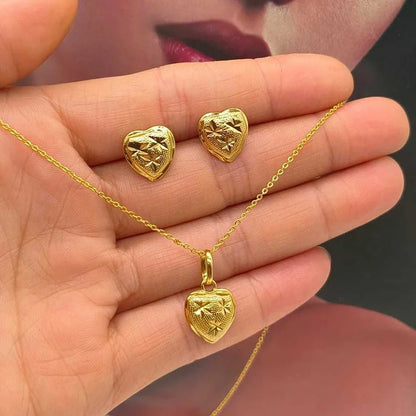 Exquisite Gold Color Jewelry Set for Party Stud Earrings and Pendant Necklace African Bridal Jewelry Set for Engagement Party